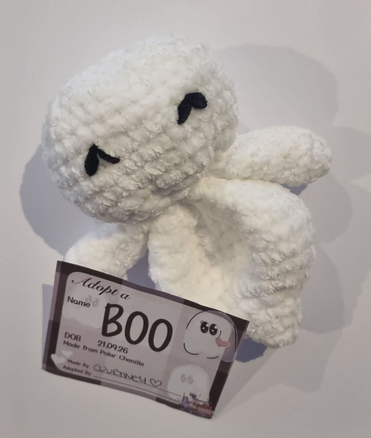 Handmade Crochet Ghostie Snuggler "BOO"