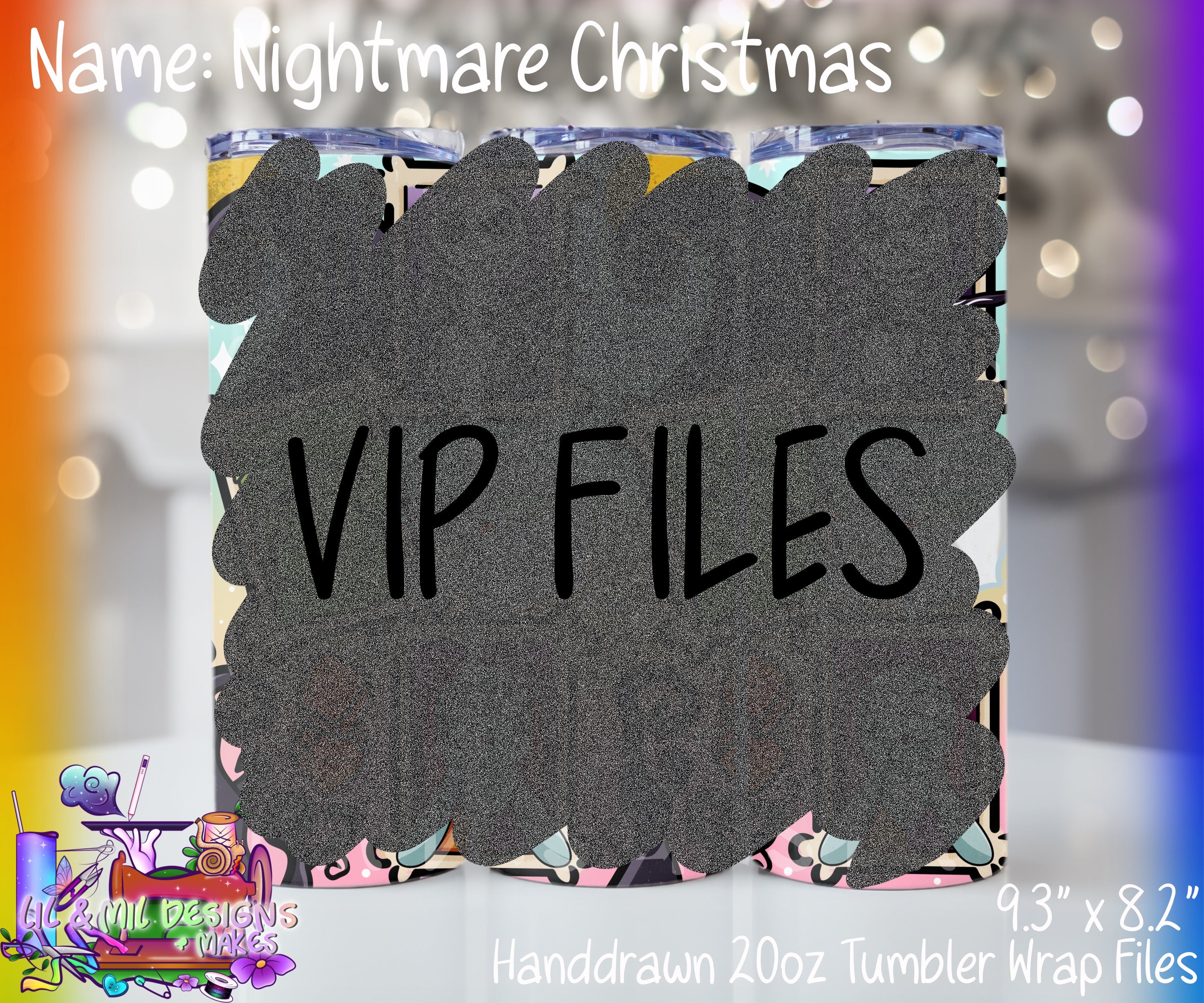 Handdrawn Cup Wrap (Nightmare Christmas) 20oz