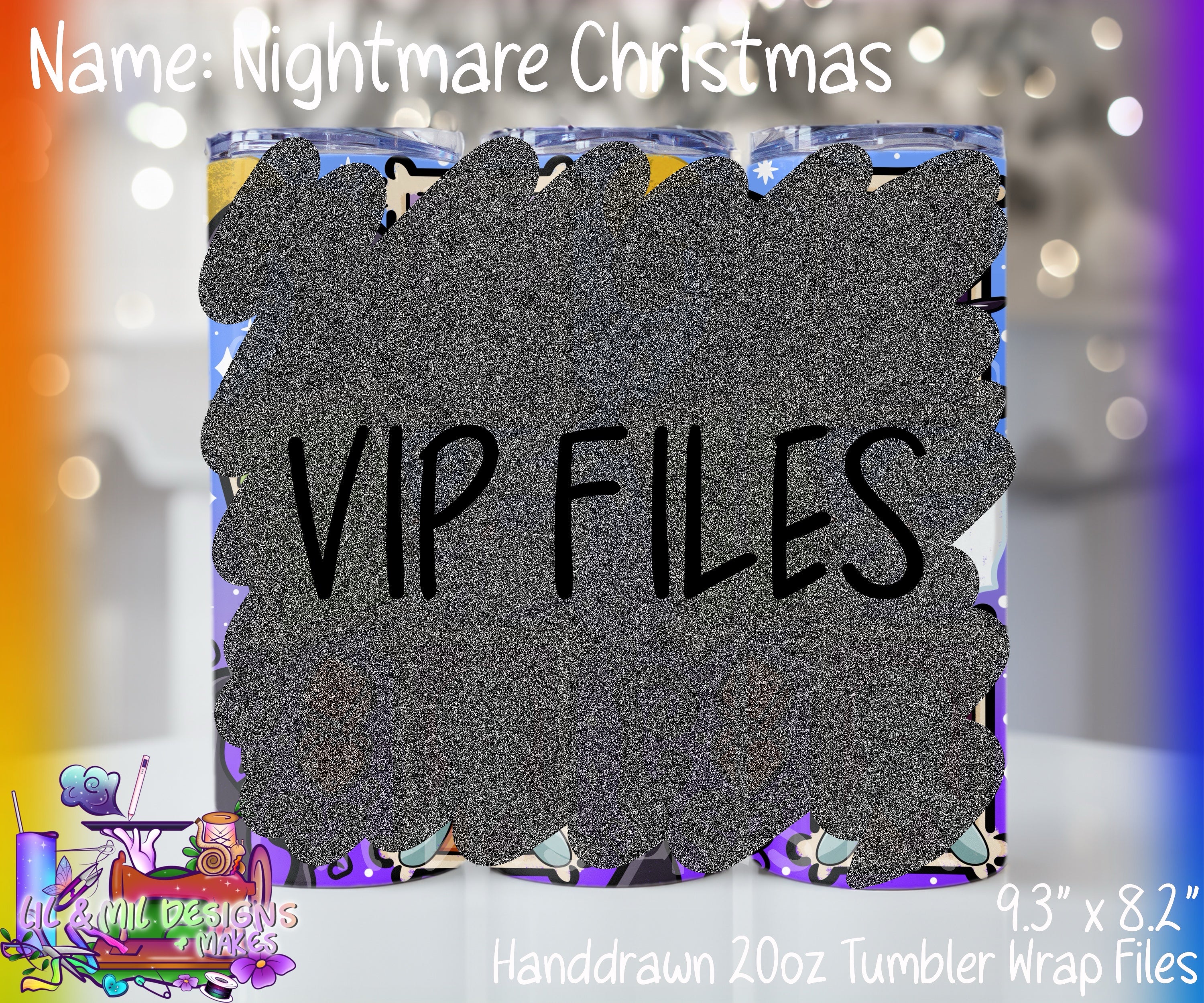 Handdrawn Cup Wrap (Nightmare Christmas) 20oz
