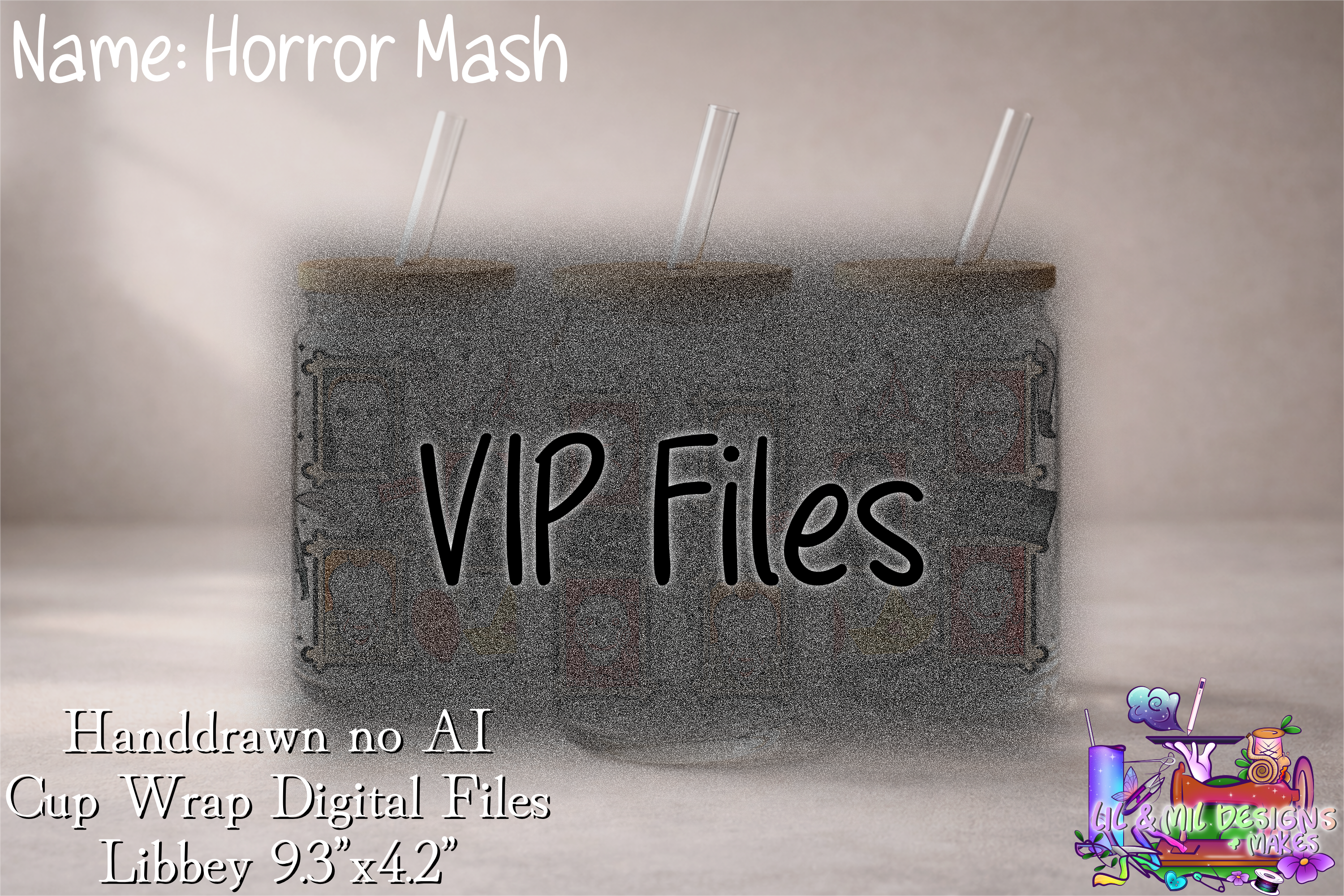 Handdrawn Cup Wrap (Horror Mash) 16oz