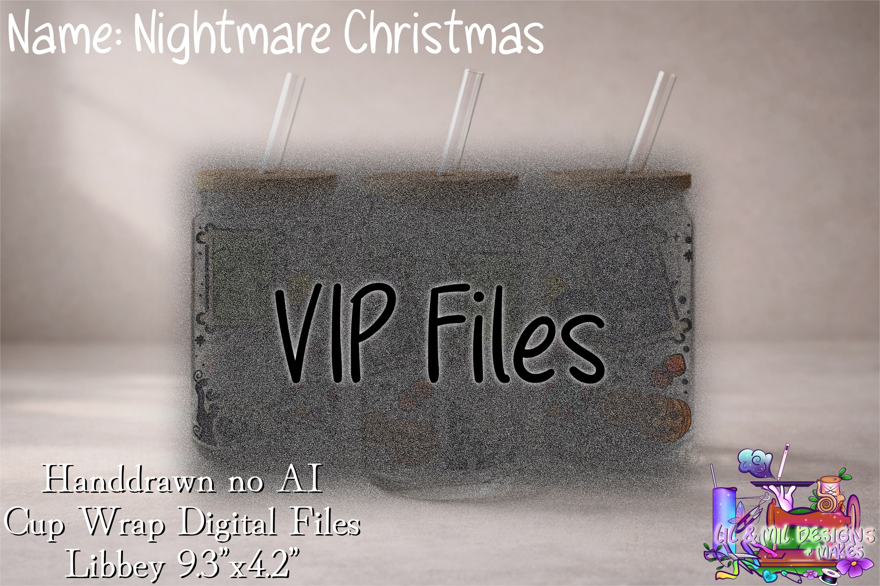 Handdrawn Cup Wrap (Nightmare Christmas) 16oz
