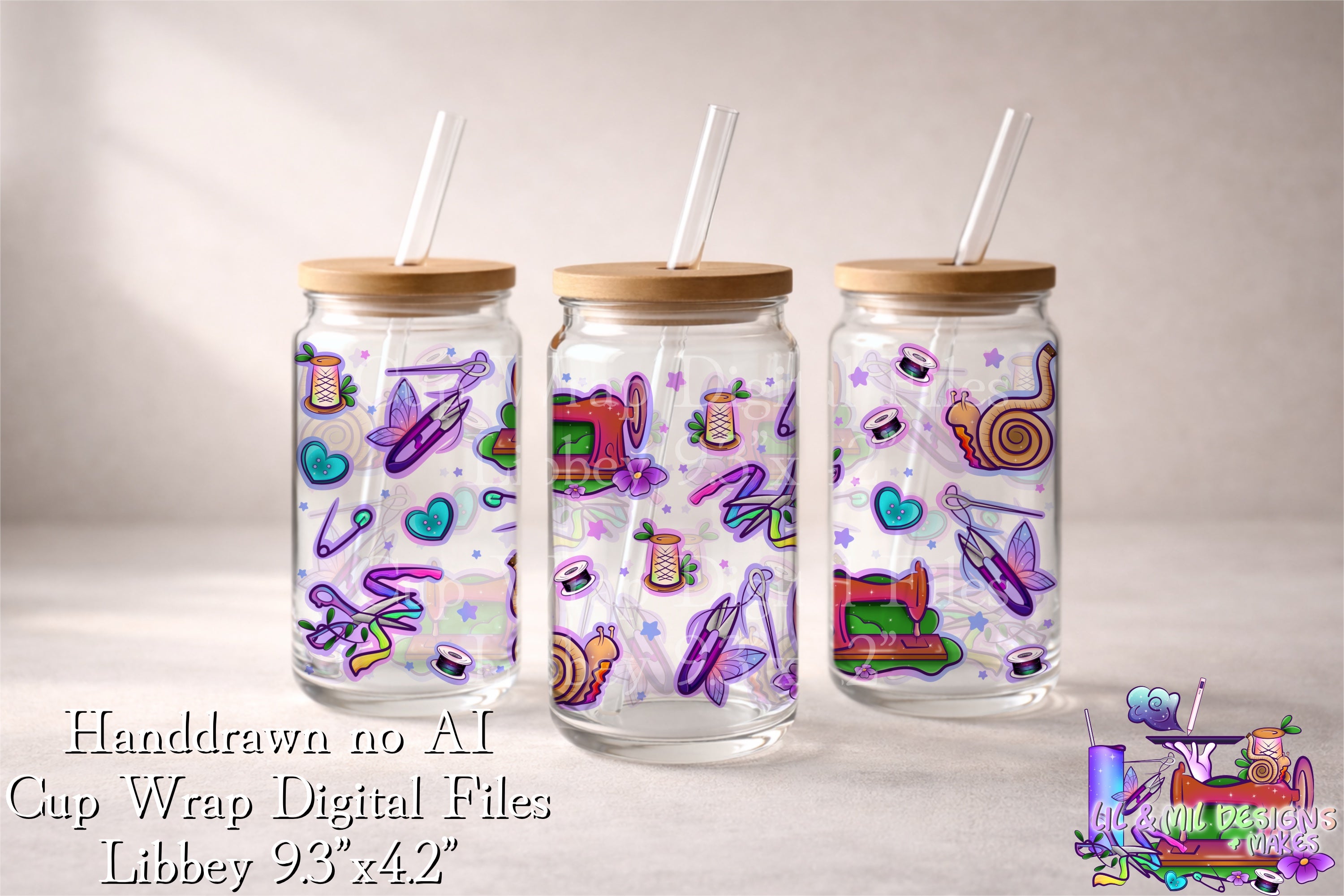 Handdrawn Cup Wrap (Enchanted Seamstress)