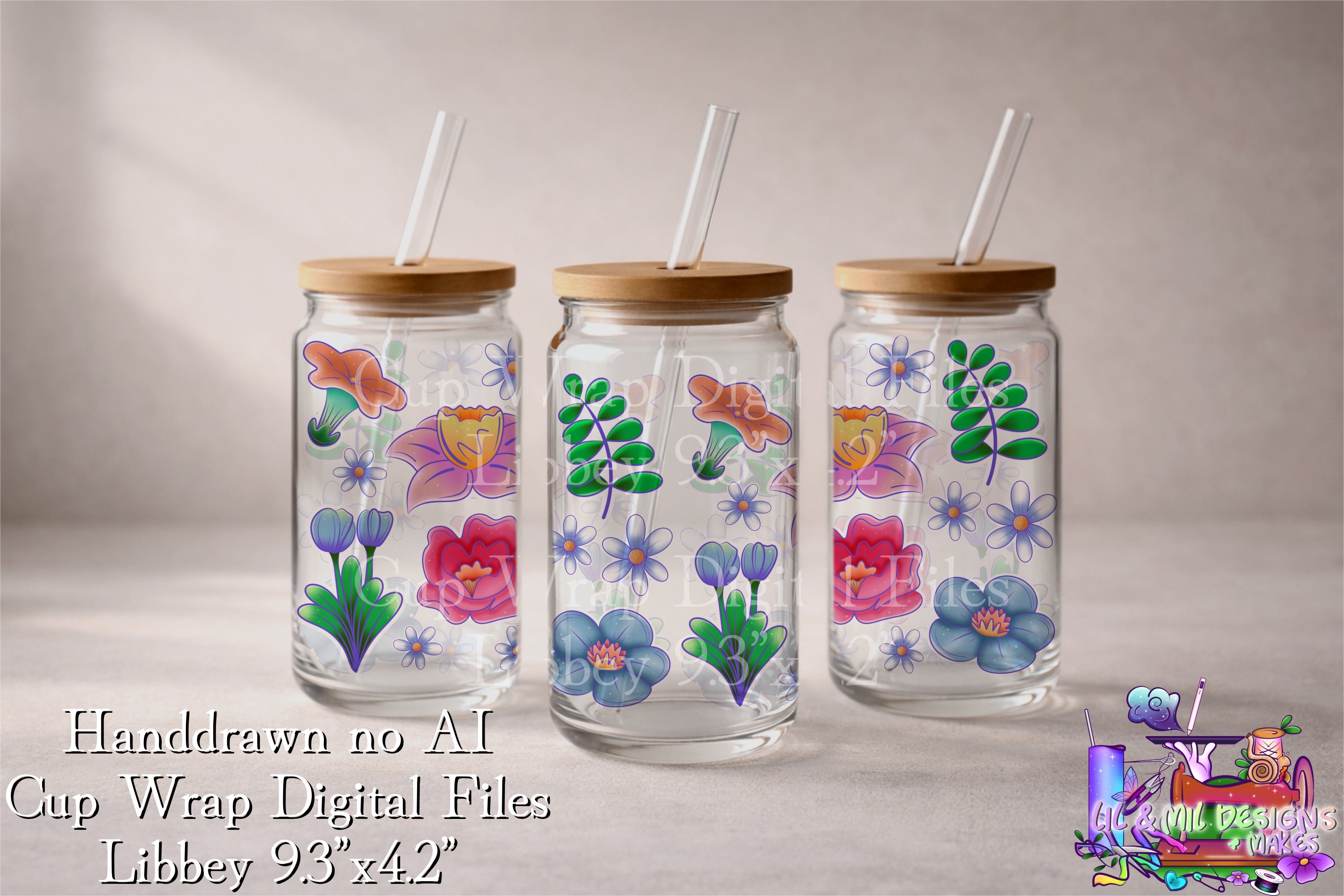 Handdrawn Cup Wrap (Floral)