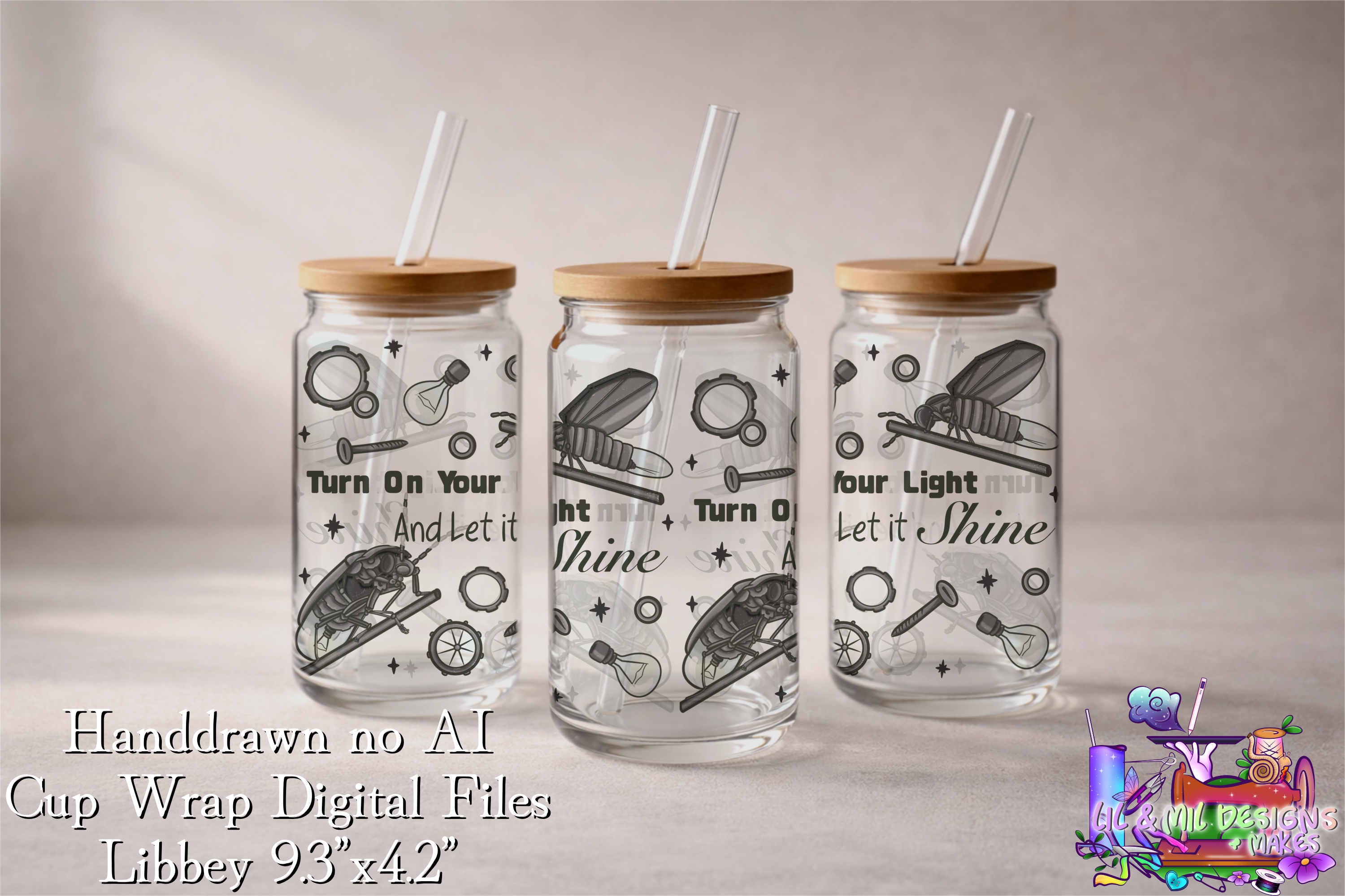 Handdrawn Cup Wrap (Firefly) 16oz