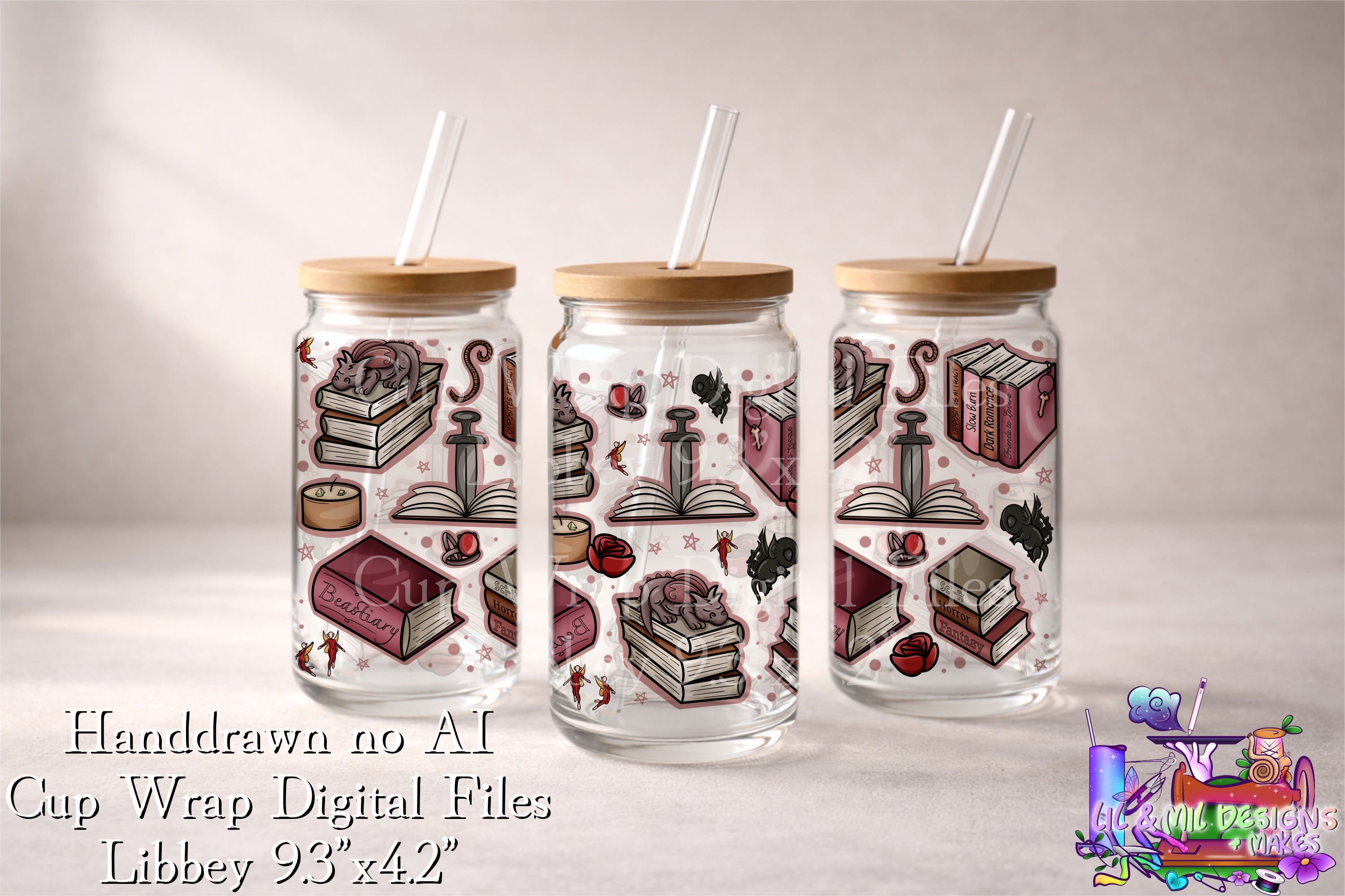 Handdrawn Cup Wrap (Bookish Mashup -Original)