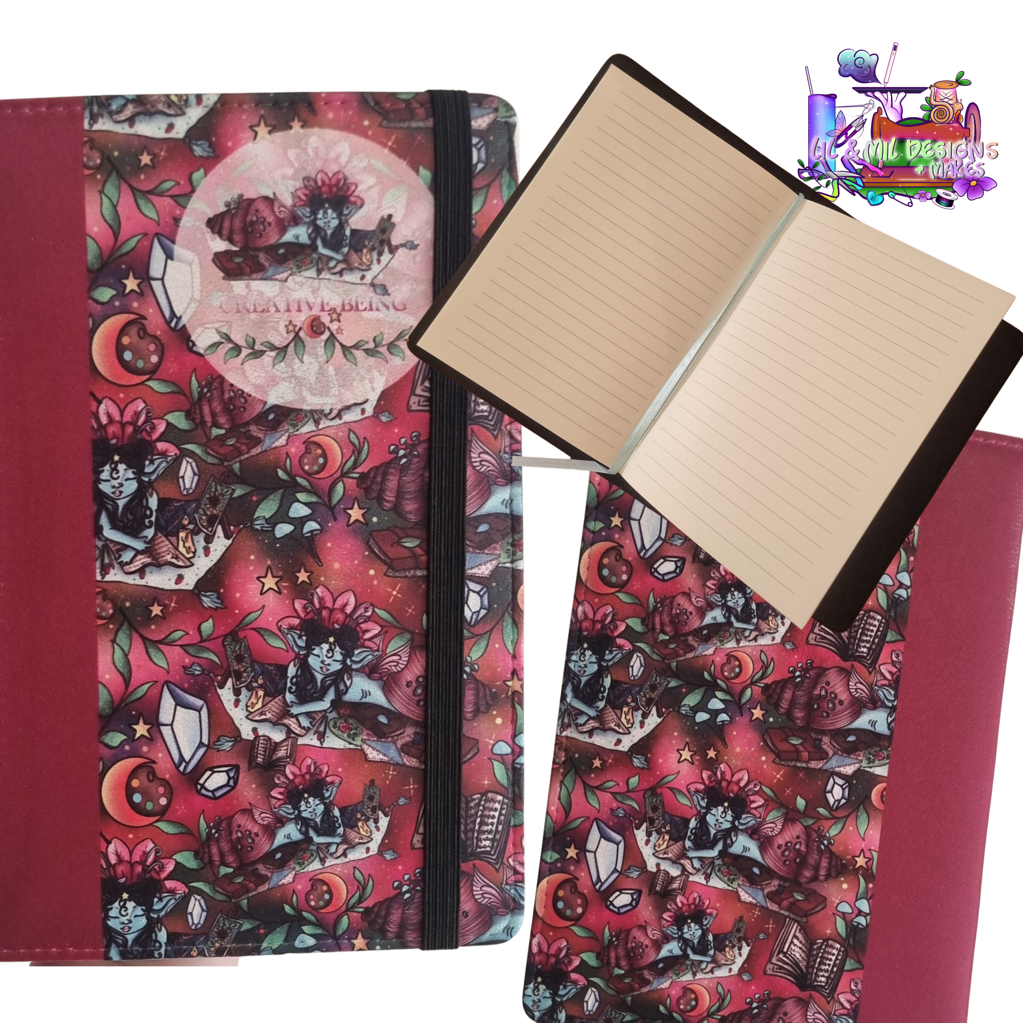Sublimination Faux Leather Cover Notebook A5 Handdrawn Artwork
