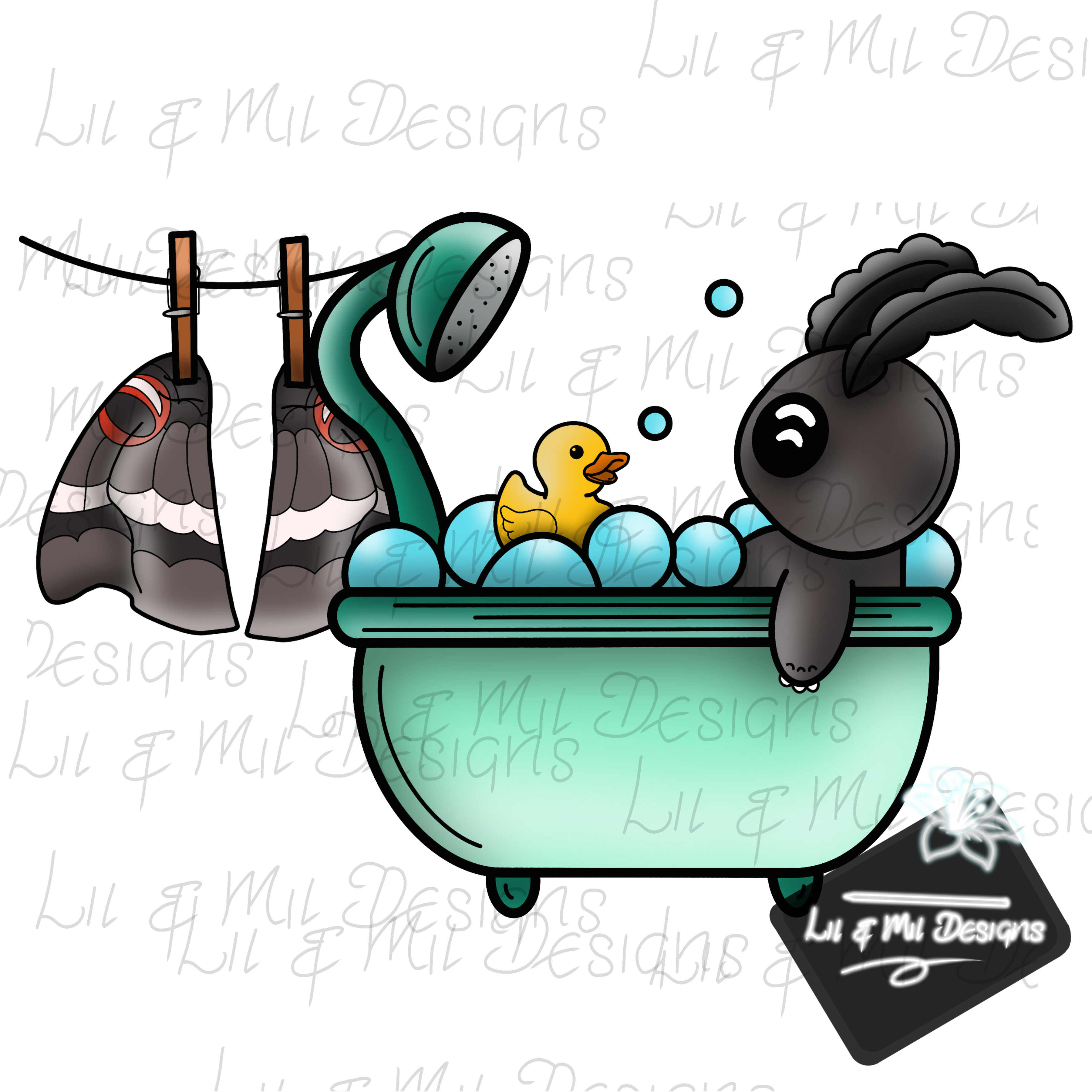Hextober Cryptids. Splish Splash Mothman Bath
